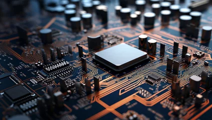 Foto op Aluminium Technology processor semiconductor hardware board microchip electronic computer motherboard component circuit © SHOTPRIME STUDIO