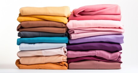 Vivid Wardrobe Display of Beautifully Stacked Colored Blouses