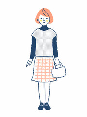 笑顔の若い女性　全身