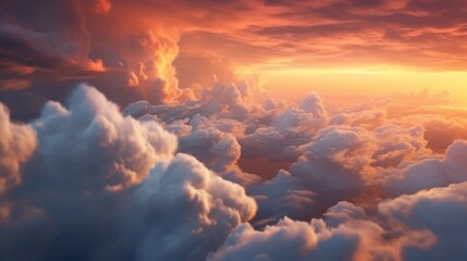 Cielo con cumulos de nubes al atardecer en movimiento generative ai