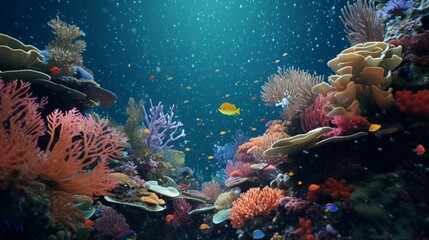 Naklejka na ściany i meble Colorful tropical fish life in the coral reef animals generative ai