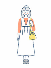 笑顔の若い女性　全身