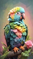 baby parrot, pastel colors, cartoon, t-shirt mockup