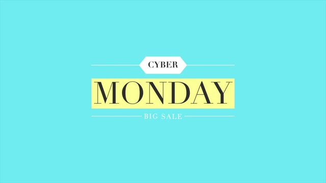 Cyber Monday and Big Sale on blue modern gradient, motion abstract holidays, minimalism and promo style background