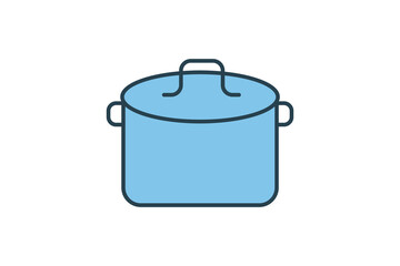 Pot or Pan with Lid Icon. Icon related to kitchen tool. Suitable for web site design, app, user interfaces. Flat line icon style. Simple vector design editable