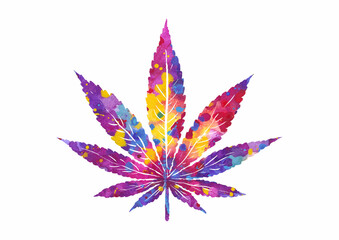 Marijuana and cannabis watercolor vector illustration