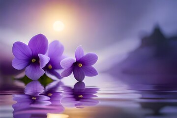 purple orchid and reflection