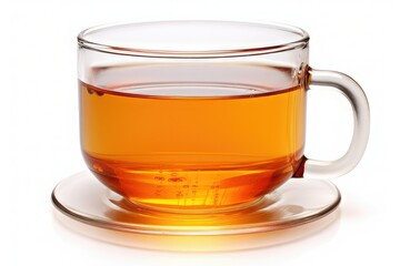 Glass cup with black tea isolated on a white background.