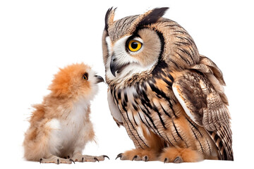 Owl with its owlet, cut out