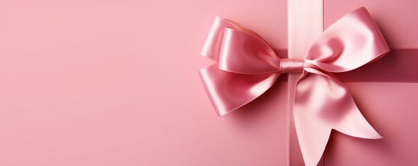 pink bow on a pink background Generative AI
