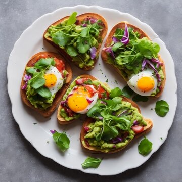 Scrumptious Avocado Toast with a Perfectly Fried Egg (Isolated