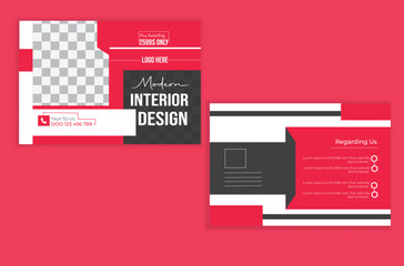 social media post card interior design template simple and minimal layout