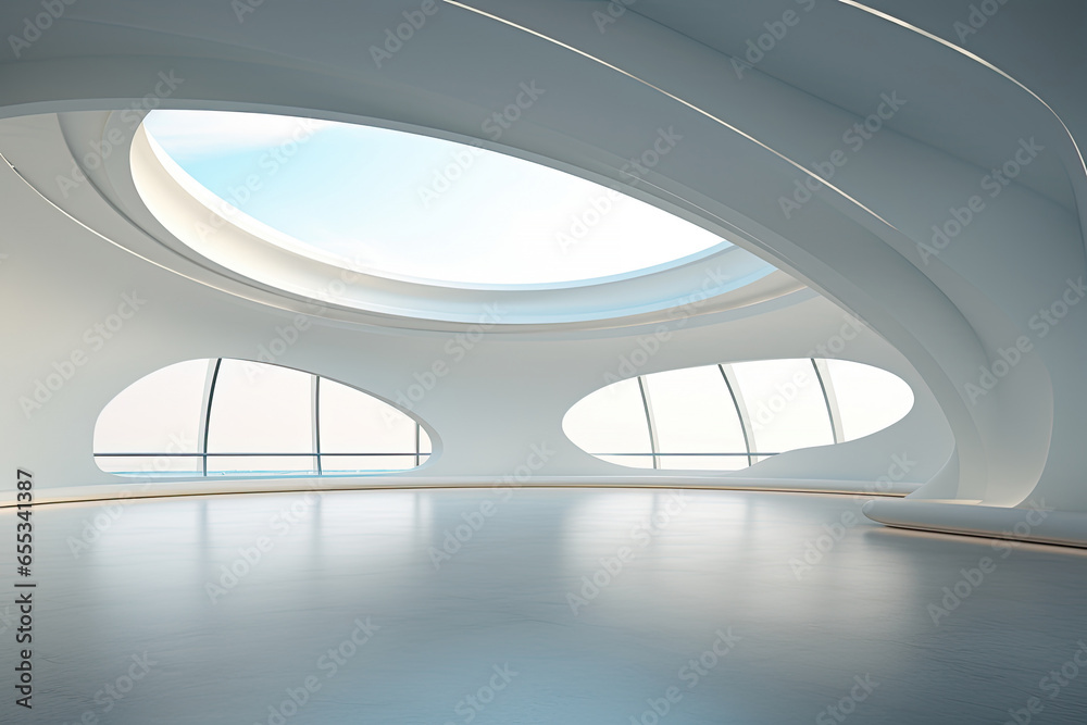 Wall mural abstract architecture modern design. white contemporary and minimalist architecture building with em