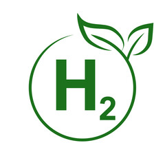 H2 icon is clean hydrogen energy for sustainable environment and reducing greenhouse gas emissions, eco friendly industry, concept alternative energy of the future – stock vector
