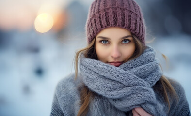 Woman feeling cold in winter