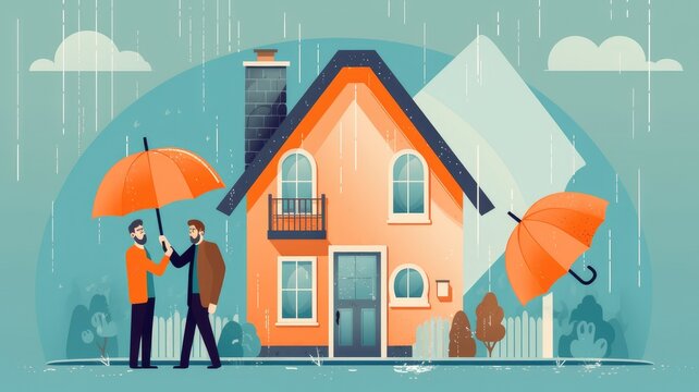 Visualize a person talking to an insurance agent about different types of property insurance, including home and rental property coverage