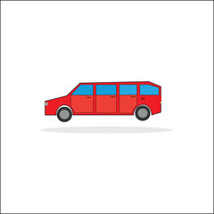 illustration of a limosin red car