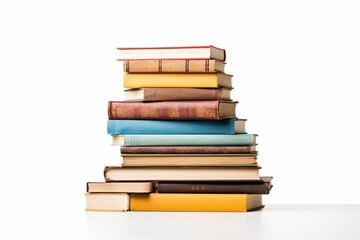 Stack of books on a white background. Generative AI