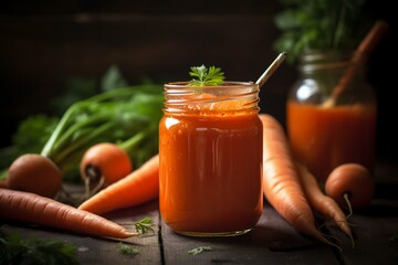 Healthy carrot juice. Generative AI