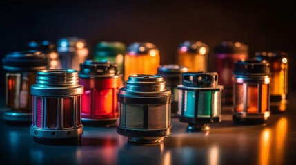 Vintage Beauty: Antique Metal Equipment Set with Perfume Bottle and Binoculars, generative AI