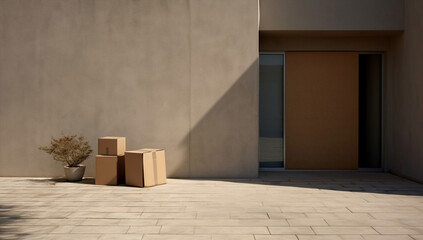 Delivery home cardboard relocation house boxes room