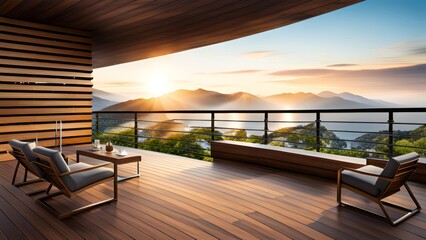 Fototapeta premium terrace at sunset