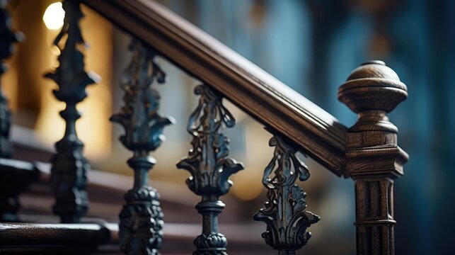 cast iron banister in old house - Powered by Adobe
