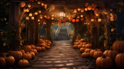 Foto op Canvas pumpkin patch farm fall autumn festival. Autumn and halloween concept © VectorArt