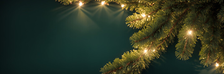 christmas lights, fir branches with fairy lights, christmas decor