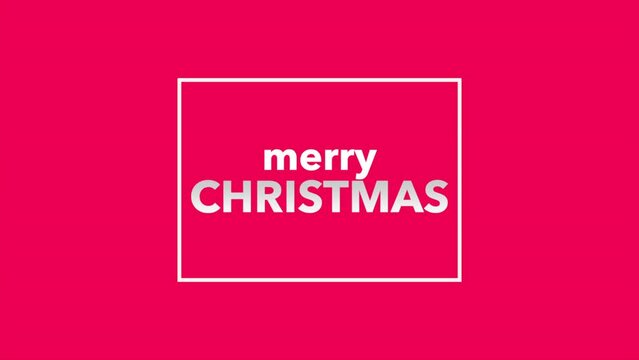 Merry Christmas text in frame on red gradient, motion holidays and winter style background for New Year and Merry Christmas
