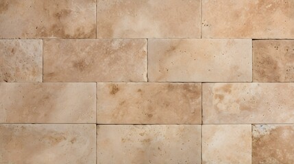 Obraz premium Pattern of Travertine Tiles in light brown Colors. Top View