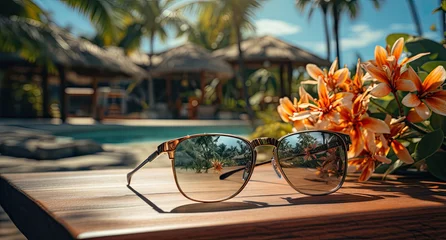 Keuken spatwand met foto Sonnenbrille Tropische Resort © Fatih