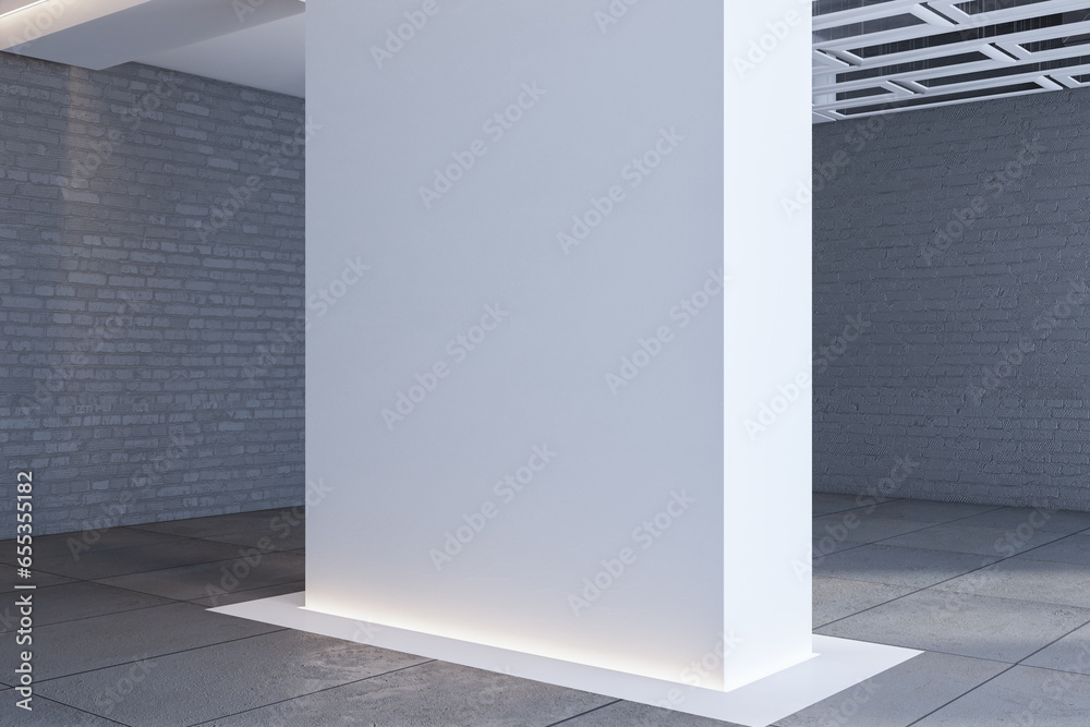 Aufkleber new gallery warehouse interior with mock up place on concrete walls. 3d rendering.