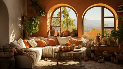 Beautiful Old Room in Mediterranean style with textured walls and warm color tones