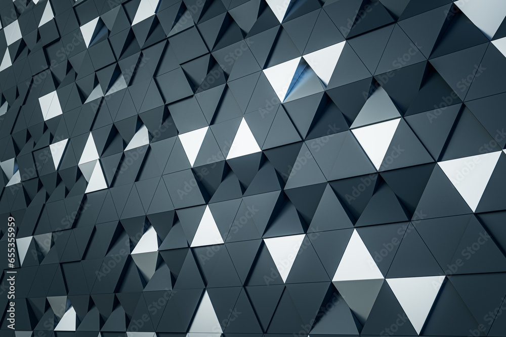Poster creative gray geometric triangles wallpaper. landing page concept. 3d rendering.
