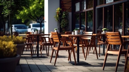 Fototapeta na wymiar modern outside cafe seating area