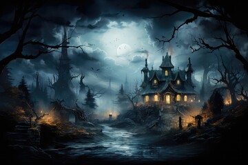 Fototapeta premium halloween background with house