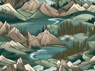 Northern nature landscape with mountains