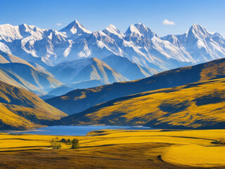 Northern nature landscape with mountains