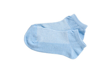 Sky blue ankle socks on white background, isolated