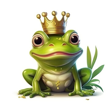 Royal Green Frog: Regal Smile & Crown