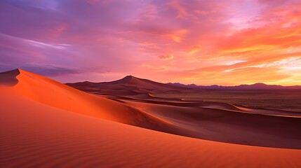 Fototapeta na wymiar Panoramic view of sand dunes in the Sahara desert in Morocco
