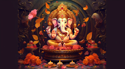 Diwali Poster Template Featuring Lord Ganesha for India