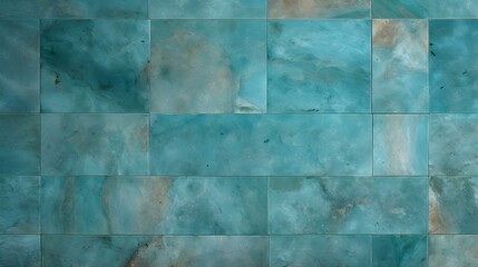 Naklejka premium Pattern of Travertine Tiles in turquoise Colors. Top View