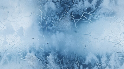 An icy texture defines the background, with a frozen window adding to the wintry feel.. - obrazy, fototapety, plakaty