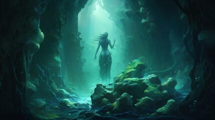 Conjure an island hidden beneath the waves, where merfolk and underwater civilizations create art in the depths of the ocean.