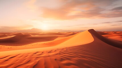 Fototapeta na wymiar Desert panorama. Sunrise over sand dunes. 3d render