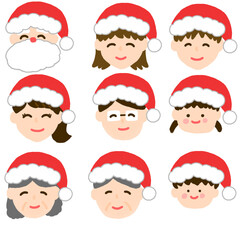 クリスマス帽子をかぶった、人のイラスト