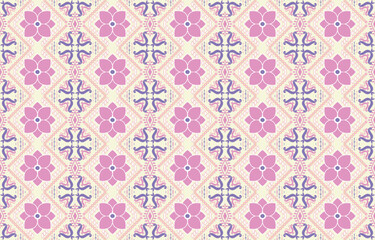 Geometric ethnic oriental pattern traditional Design for background,carpet,wallpaper,clothing,wrapping,Batik,fabric,Vector embroidery style.