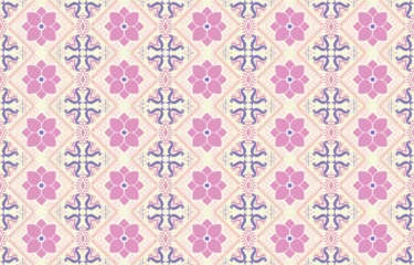Tafelkleed Geometric ethnic oriental pattern traditional Design for background,carpet,wallpaper,clothing,wrapping,Batik,fabric,Vector embroidery style. © kanokwan